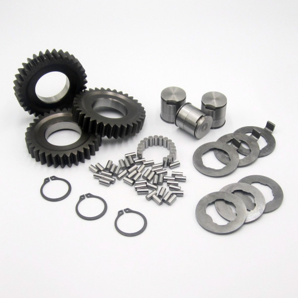 Outer Gear Set Rebuild Kit for the John Deere 323D Hydraulic Drive Motors. John Deere input carrier AT388627 replacement gears, bearings, washers, posts, etc.