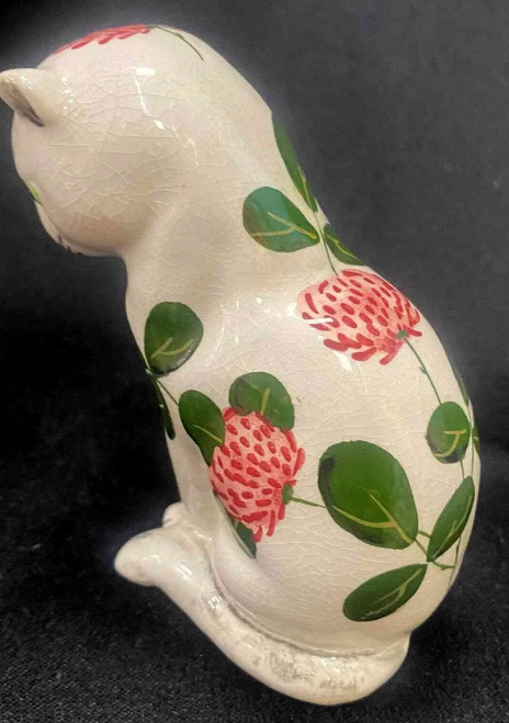 Plitchta Cat Figurine Thistle Design Hand Painted Collectible London England
