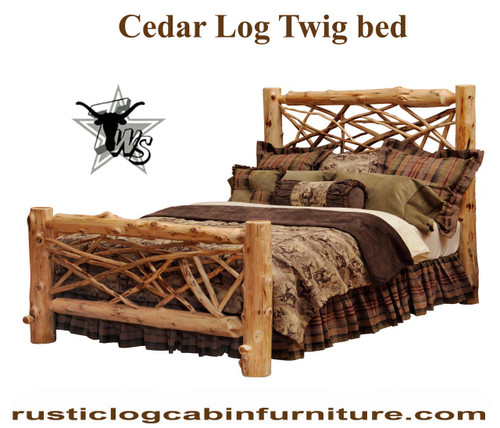 cedar-log-cabin-mountain-lodge-bed-with-twig-headboard-and -footboard-queen-size-bed