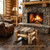 log-cabin-cedar-log-ottoman-in-front-of-fireplace