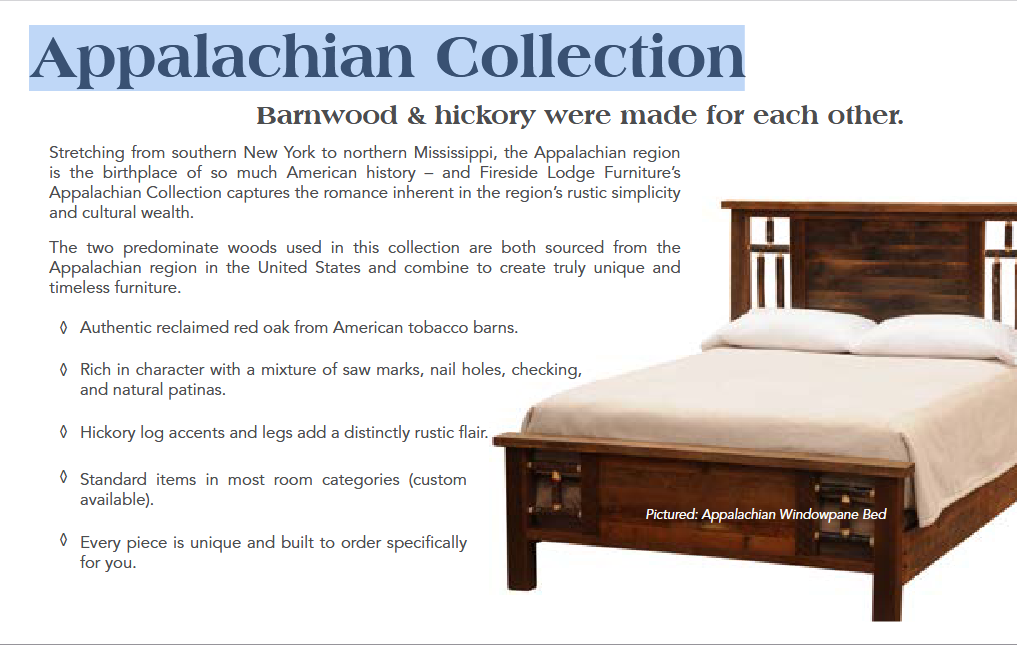 Appalachian log cabin furniture collection