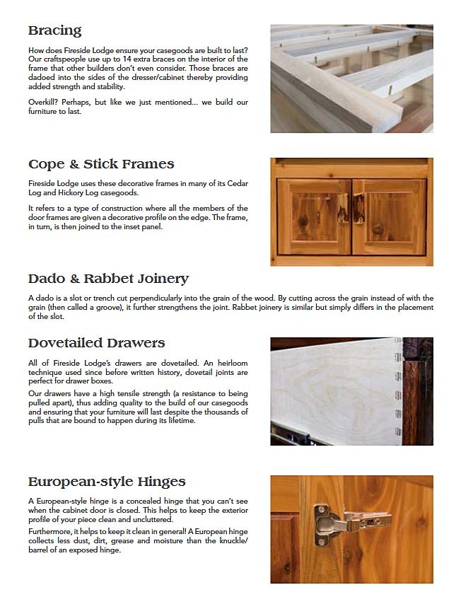 features of our mountain lodge furnishings