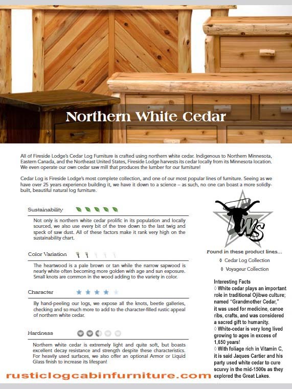 northern lights white cedar log cabin furniture