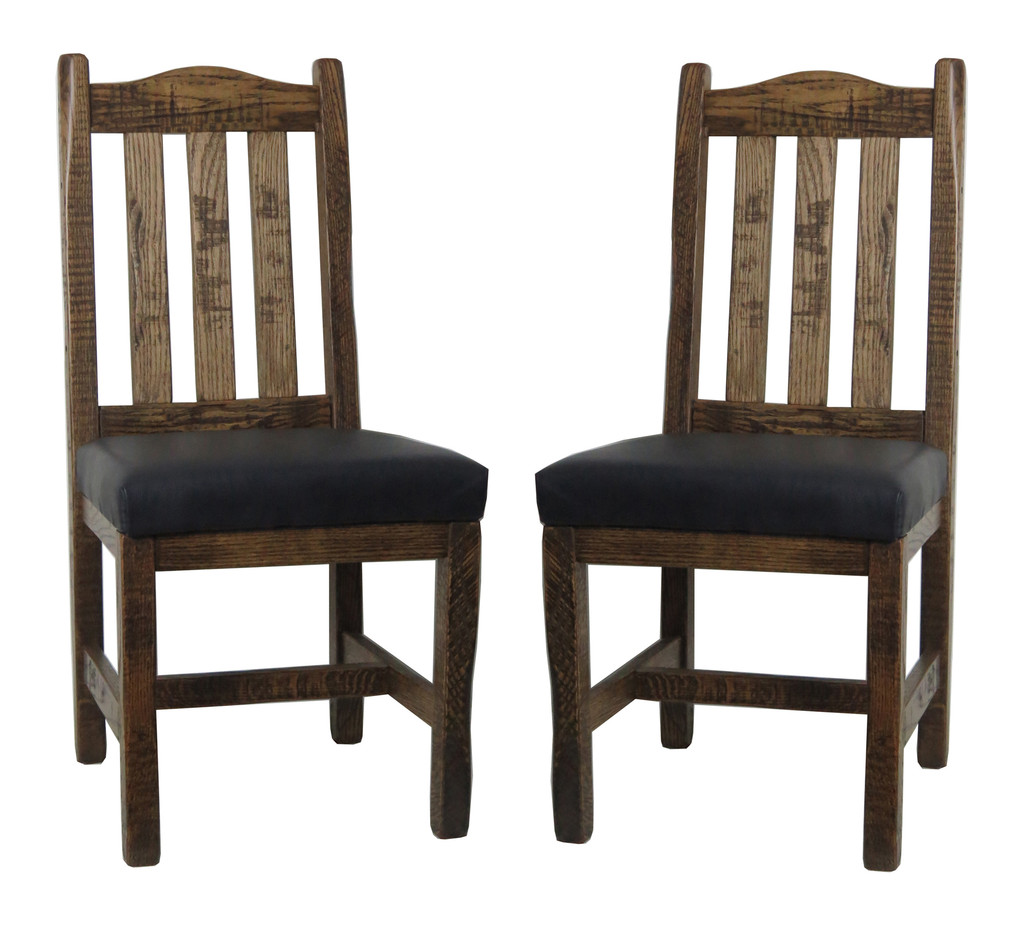 Set of 2 Modern Rustic Dining Chairs with Slat Back