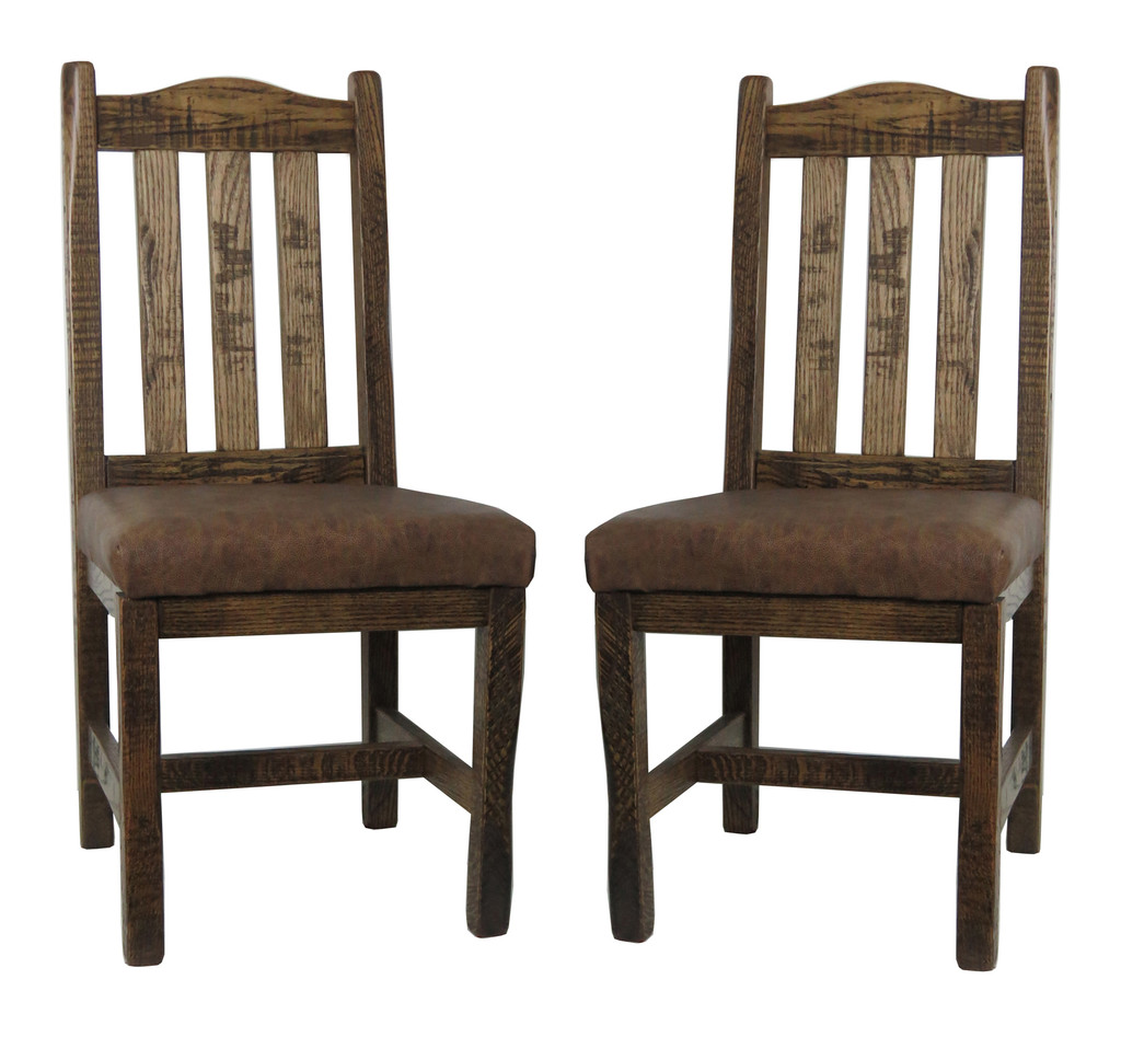 Set of 2 Modern Rustic Dining Chairs with Slat Back