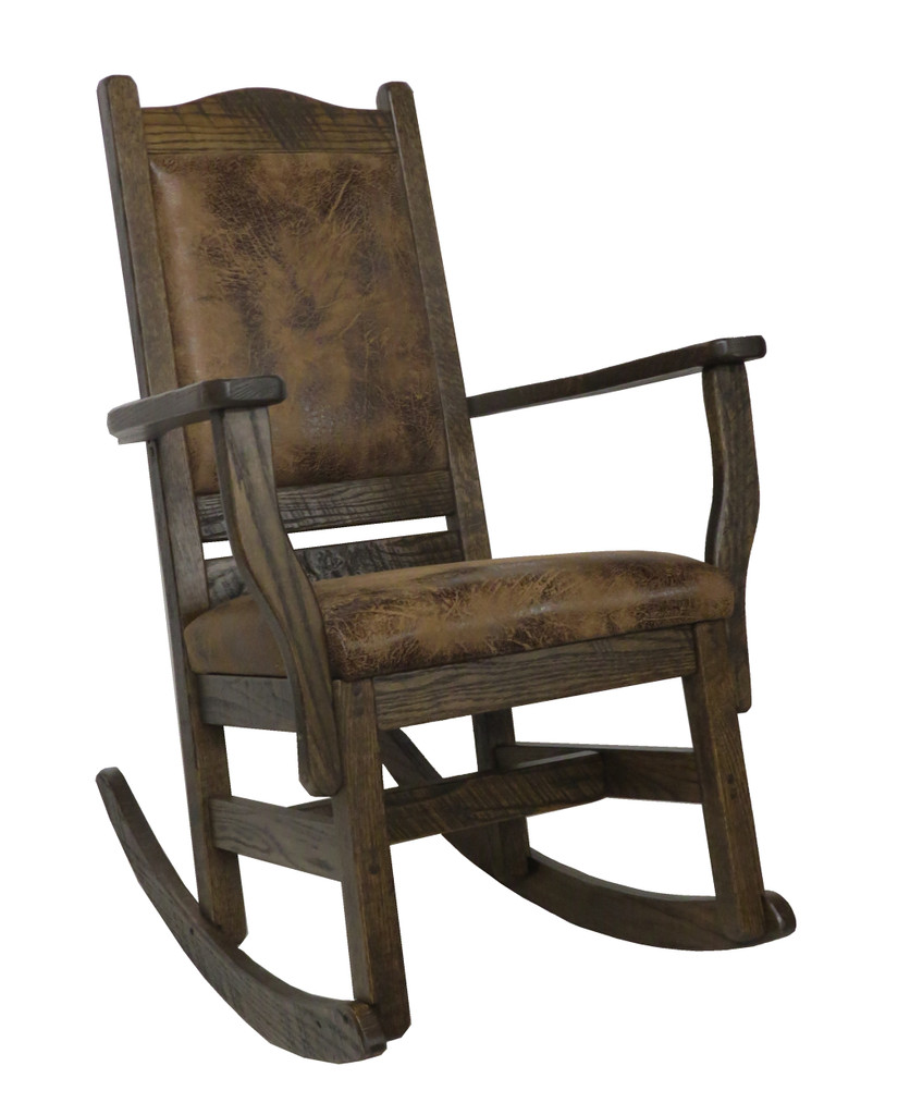 Amish Modern Rustic Rocker with Upholstered Seat & Back Multiple fabrics & Leather