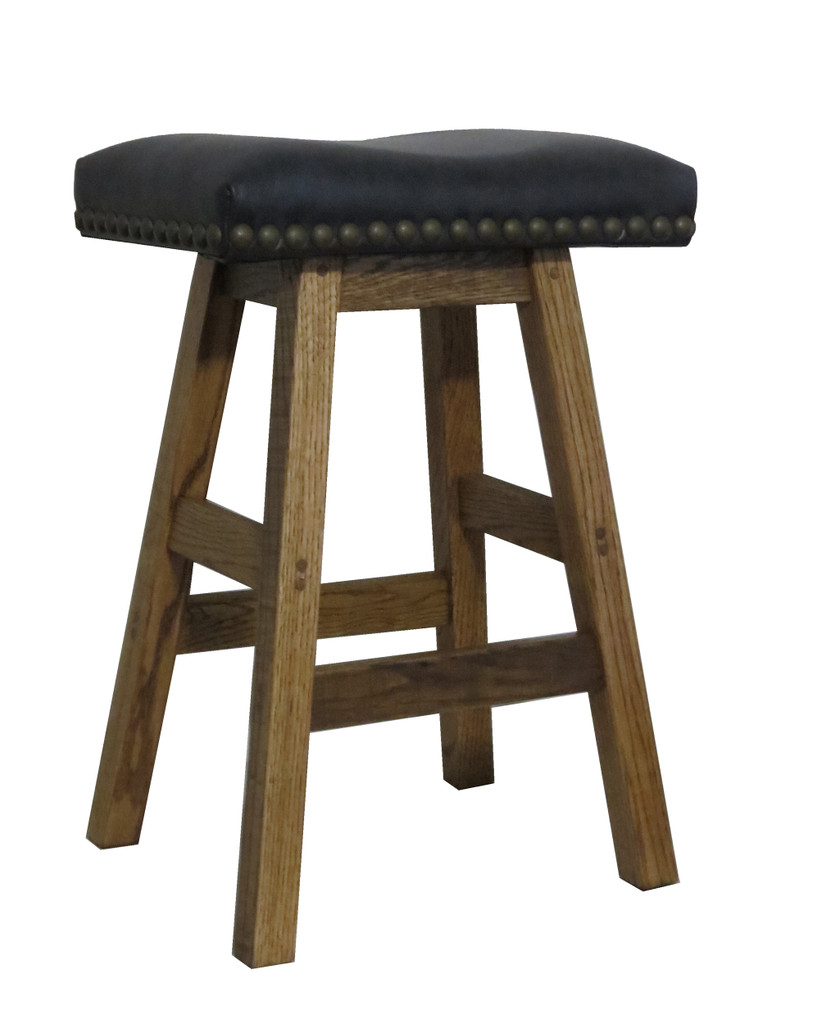 24" Barnwood Bar Stool Saddle Seat