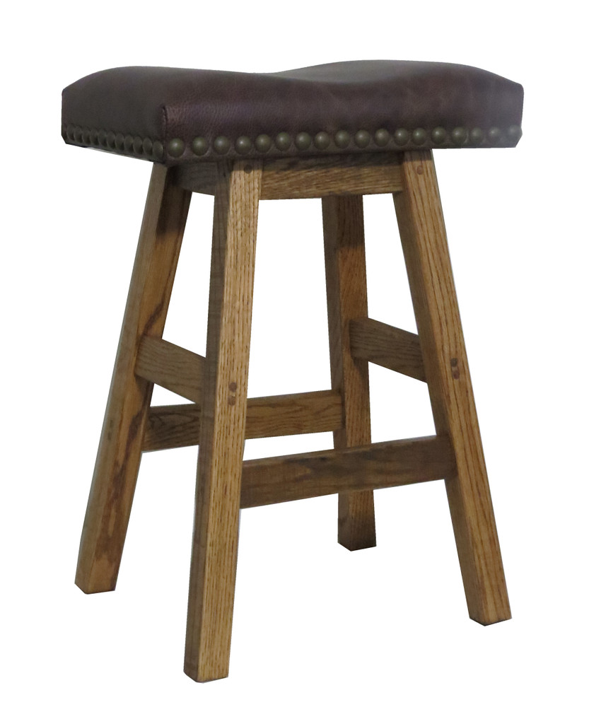24" Barnwood Bar Stool Saddle Seat