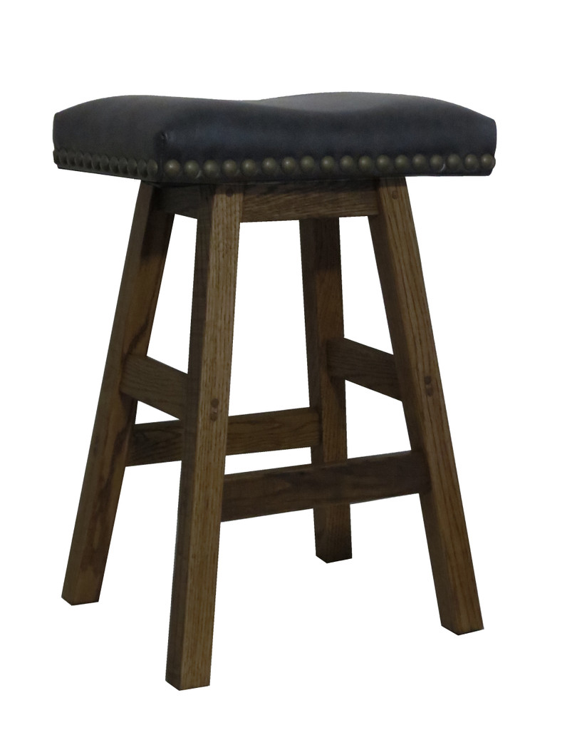 24" Barnwood Bar Stool Saddle Seat