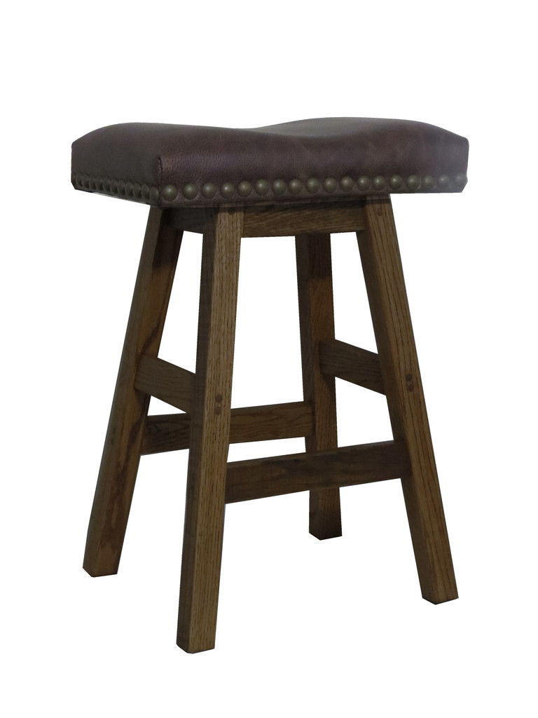 30" Barnwood Bar Stool Saddle Seat