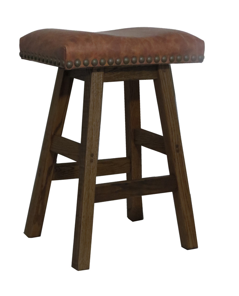 30" Barnwood Bar Stool Saddle Seat