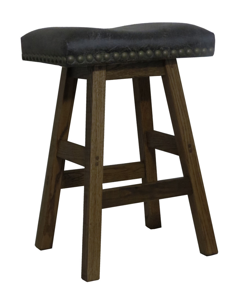 30" Barnwood Bar Stool Saddle Seat