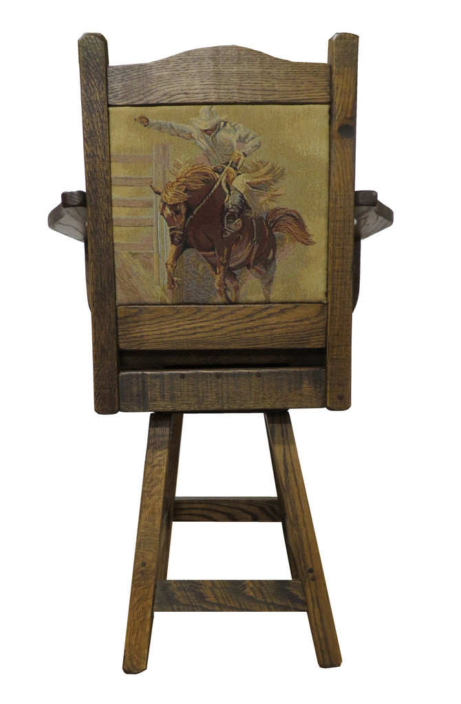 24" or 30" Modern Rustic Swivel Bar Stool with Upholstered Seat & Back with Arms