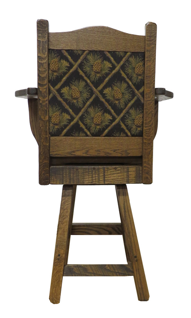 24" or 30" Modern Rustic Swivel Bar Stool with Upholstered Seat & Back with Arms