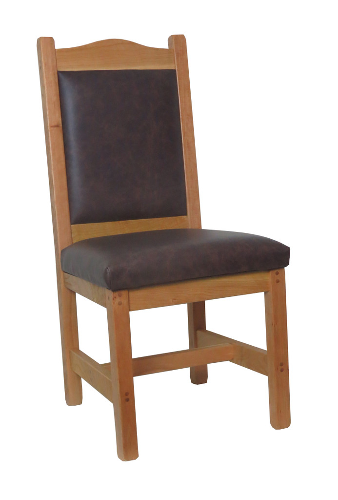 Set of 2 -Modern Rustic Cherry Upholstered Dining Chairs with Enclosed Leather Back and Seat