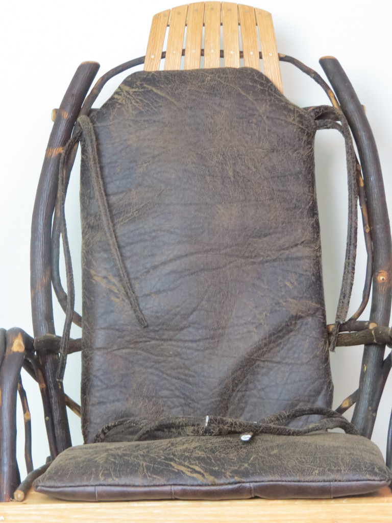 Amish Hickory Rocking Chair Hair on Hide Leather Cushion Set -One of a Kind (#6)