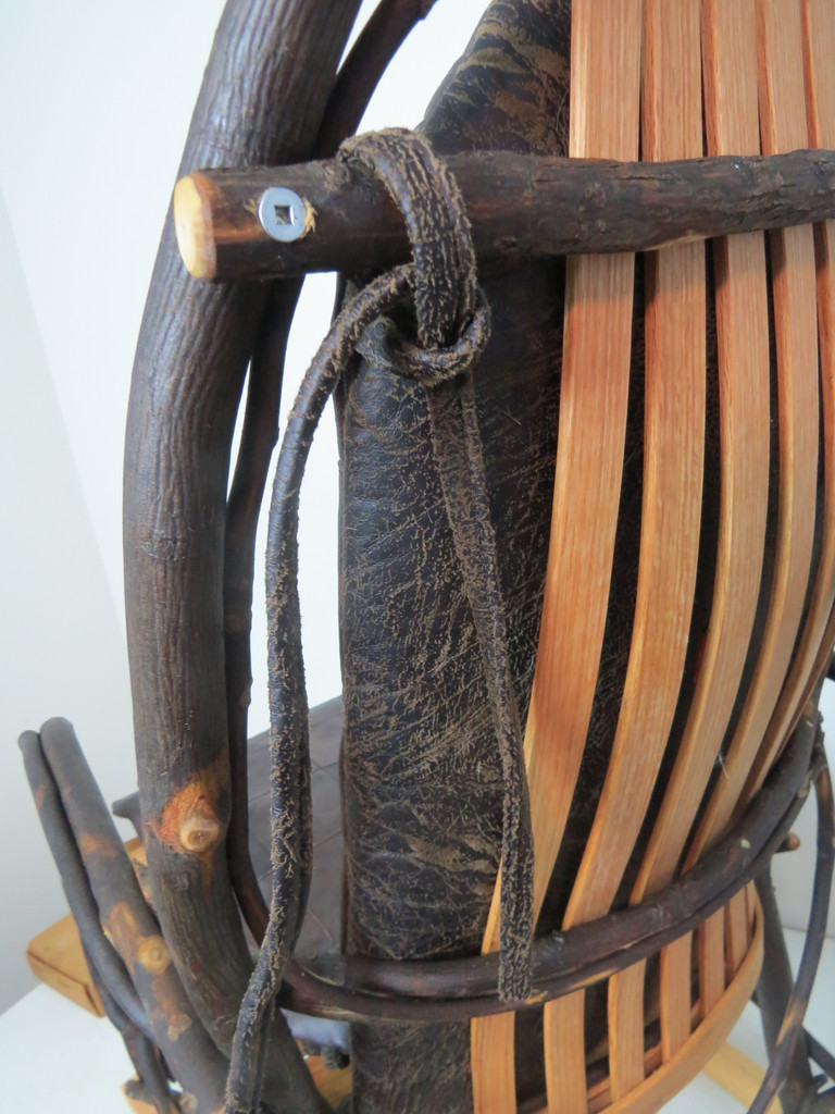 Amish Hickory Rocking Chair Hair on Hide Leather Cushion Set -One of a Kind (#6)