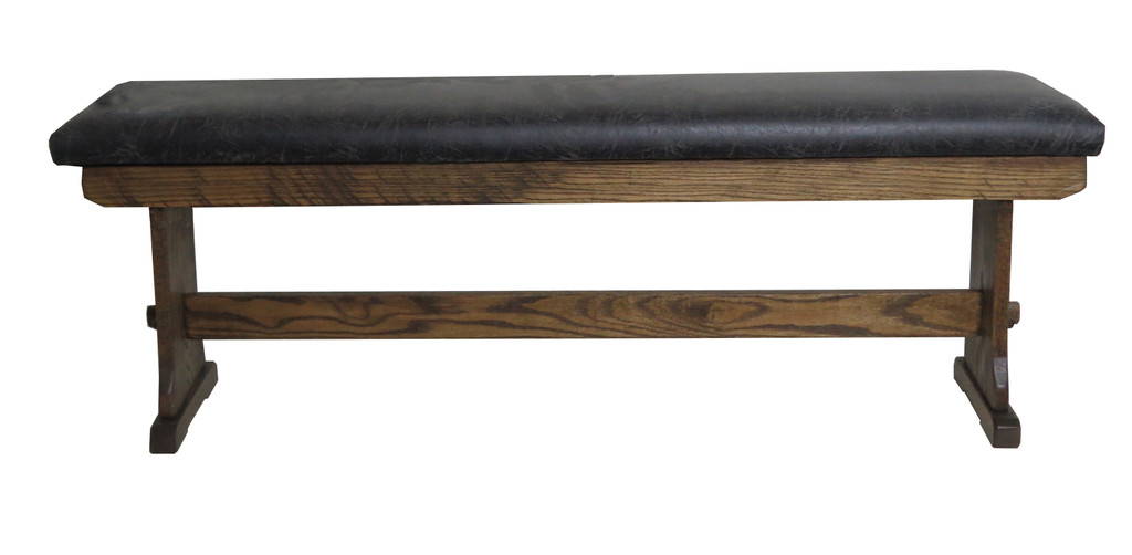 Upholstered Barnwood Trestle Bench - Faux Leather Fabrics