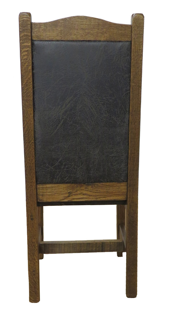 2 -High Back Modern Rustic Dining Chairs with Upholstered Seat & Back in Faux Leather Fabric