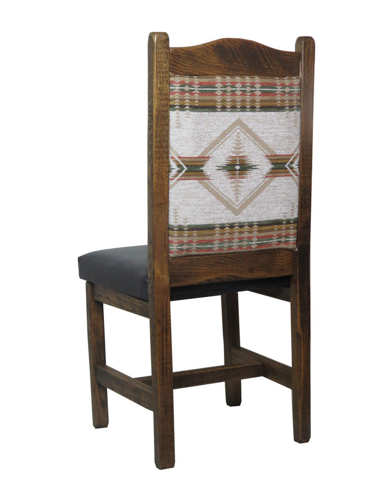 Set of 2 - Modern Rustic Dining Chairs with Southwest Arizona-Meadow Upholstered Back & Seat
