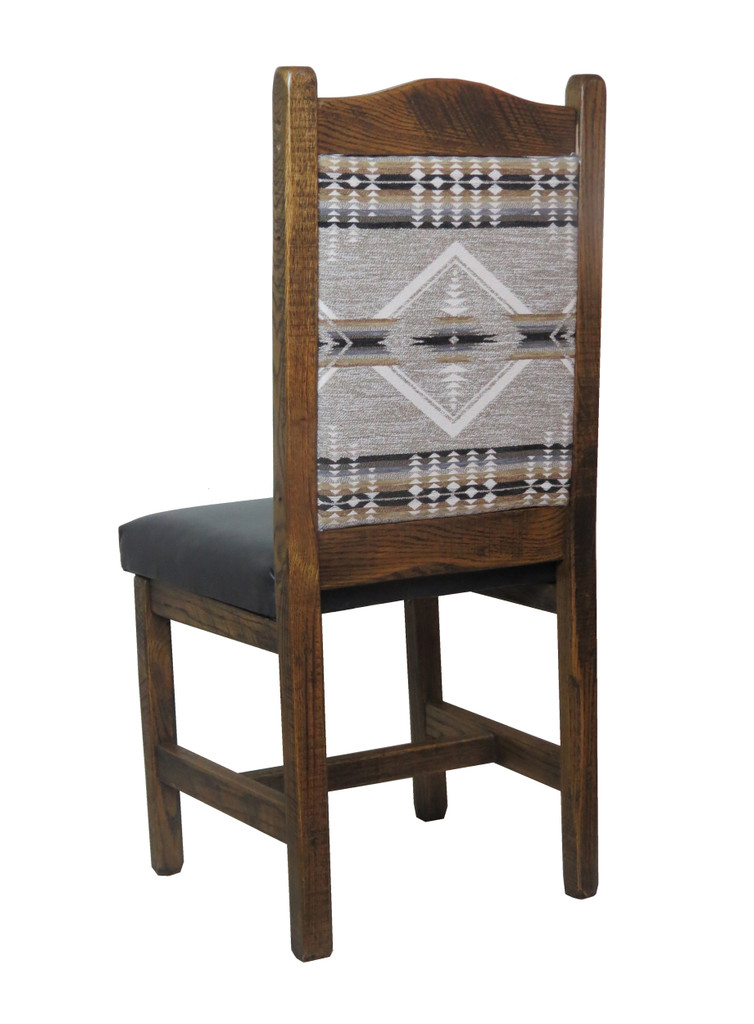 Set of 2 - Modern Rustic Dining Chairs with Southwest Arizona-Desert Upholstered Back & Seat