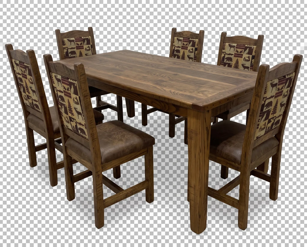 42 X 60 Rustic Oak Table 7 piece set - Free In Home Delivery and Set up