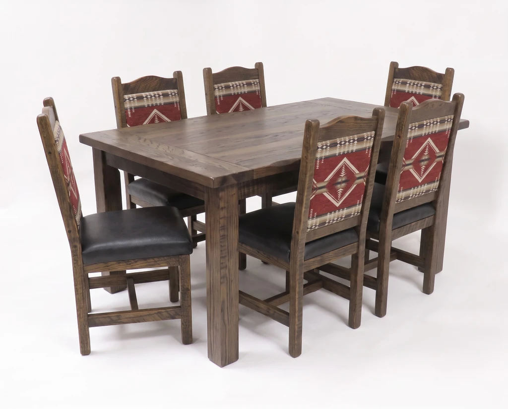 42 X 72 Rustic Oak Table 7 piece set - Free In Home Delivery and Set up