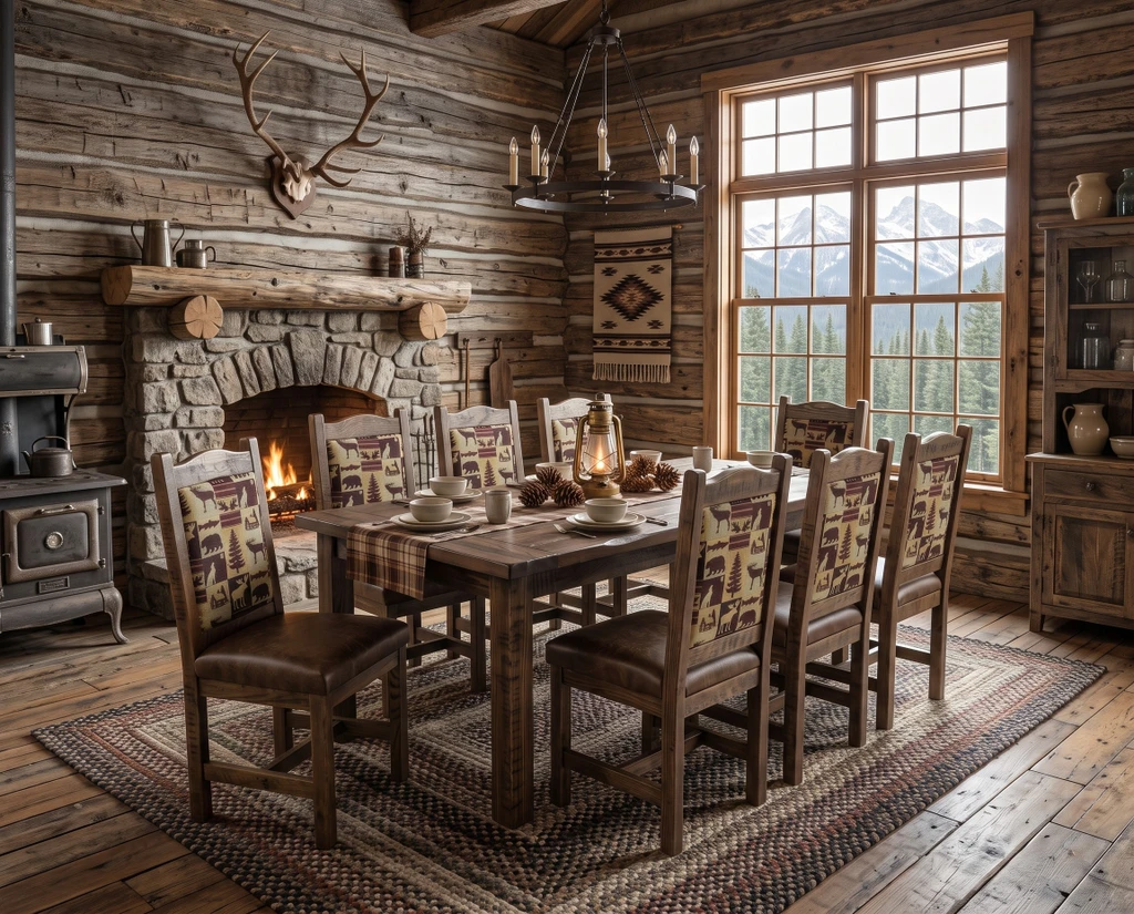 42 X 96 Rustic Oak Table 9 piece set - Free In Home Delivery and Set up