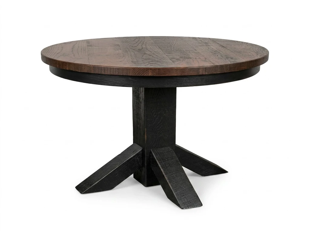 Round Foot base Pedestal Table 42" 5 Piece Set with All Leather Chairs- Free In Home Delivery and Set up