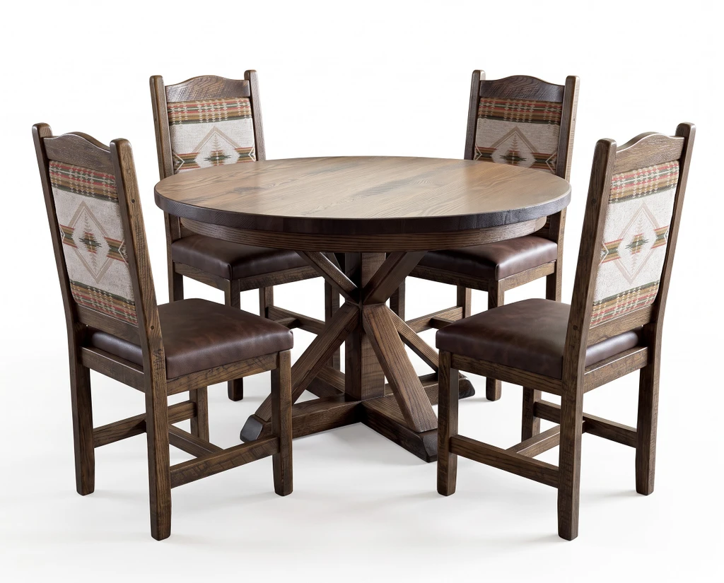 Round X Base Pedestal Table 42" 5 Piece Set - Free In Home Delivery and Set up