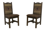 Set of 2 -Modern Rustic Dining Chairs with Upholstered Seat & Back Multiple Fabrics