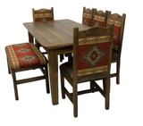 Modern Rustic Farmhouse Dining Table 7 Piece Set with Upholstered Bench