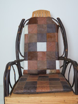 Hair on Hide and Leather Cushion Set for Amish Hickory Rocking Chair -One of a Kind (#4)