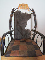 Amish Hickory Rocking Chair Hair on Hide Leather Cushion Set-One of a Kind (#8)