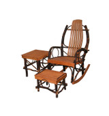 Amish Hickory & Oak Rocking Chair with Foot Stool and Side Table 3-Piece Set