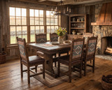 42 X 72 Rustic Trestle Table 7 piece set - Free In Home Delivery and Set up