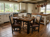 42 X 48 Rustic Oak Table 5 piece set - Free In Home Delivery and Set up