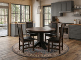 Round Foot base Pedestal Table 42" 5 Piece Set with All Leather Chairs- Free In Home Delivery and Set up