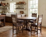 Round X Base Pedestal Table 42" 5 Piece Set - Free In Home Delivery and Set up