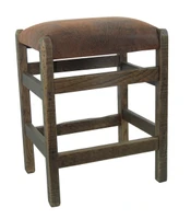 Close Out Barnwood Bar Stool 24" no back with Faux Leather  Fabric Seat