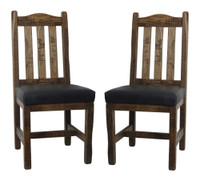 Set of 2 Modern Rustic Dining Chairs with Slat Back