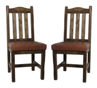 Set of 2 Modern Rustic Dining Chairs with Slat Back