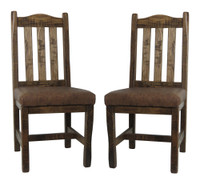 Set of 2 Modern Rustic Dining Chairs with Slat Back