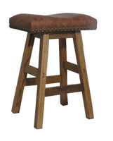 30" Barnwood Bar Stool Saddle Seat