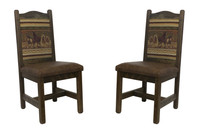 Set of 2 -Modern Rustic Dining Chairs with Upholstered Seat & Back Multiple Fabrics