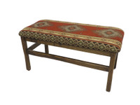 Barnwood Upholstered Jumbo Bench with Spindles Multiple Fabrics