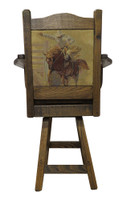 24" or 30" Modern Rustic Swivel Bar Stool with Upholstered Seat & Back with Arms