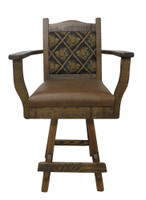 24" or 30" Modern Rustic Swivel Bar Stool with Upholstered Seat & Back with Arms