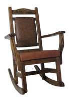 Amish Barnwood Rocker with Hickory Leather Upholstered Seat & Back 