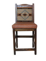 24" Barnwood Bar Stools with AZ Sand Upholstered Back 